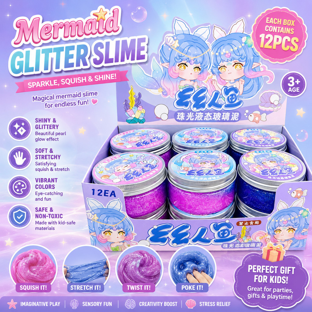 1 ชิ้น Mermaid Pearlescent Liquid Glass Mud Non-Newton Fluid Liquid Glass Mud Chameleon เด็ก Decompr