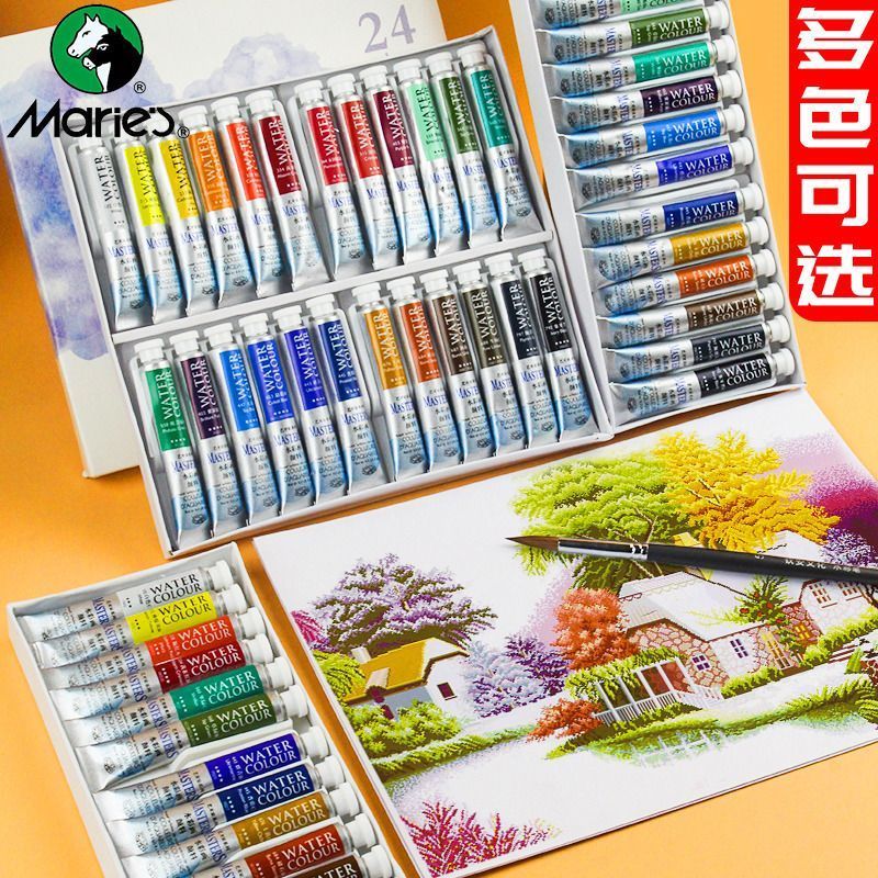 Marley Artist สีน้ําชุดเริ่มต้น 18 สี 12 สีนักเรียนใช้ Hand-Painted 9ml Professional W6024