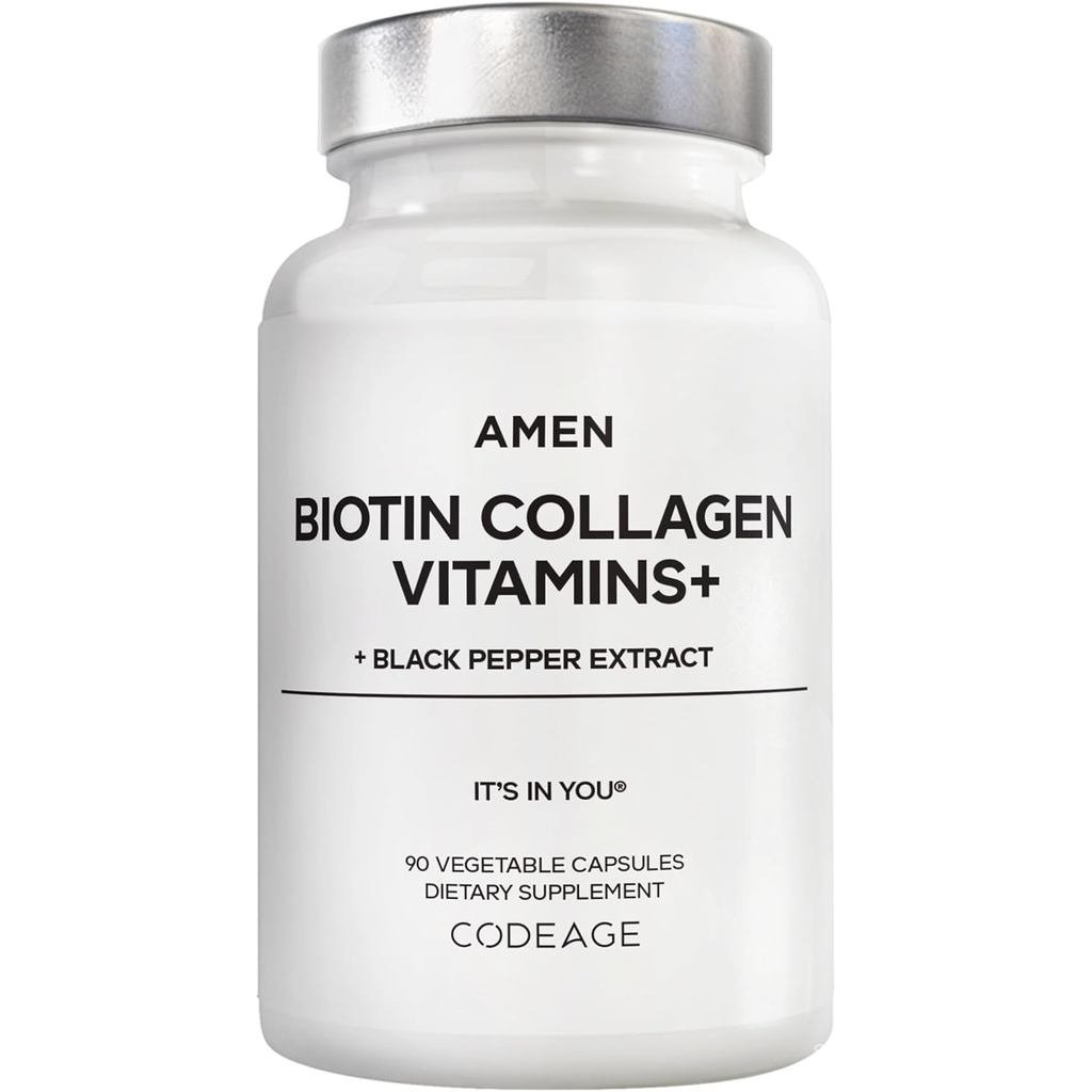 Amen Biotin Collagen s+ 10000 mcg Biotin s 90 แคปซูล | Biotin 10000 mcg พร้อมคอลลาเจนมารีน keratin M