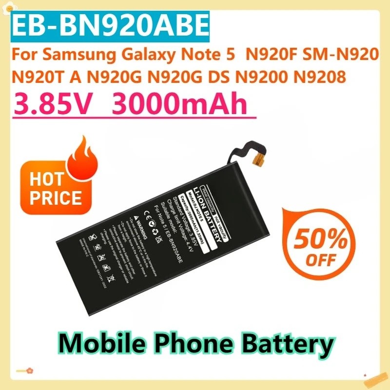 สําหรับ Samsung Galaxy หมายเหตุ 5 N920F SM-N920 N920T A N920G N920G DS N9200 N9208 EB-BN920ABE 3.85V