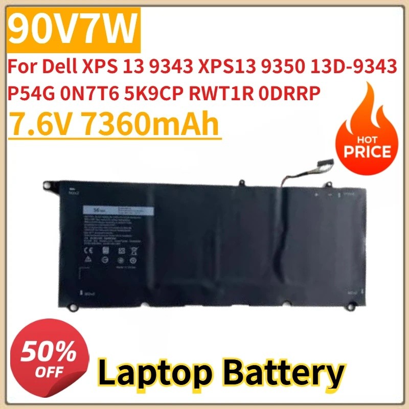 90V7W JHXPY JD25G 090V7W แบตเตอรี่แล็ปท็อป 7.6V 7360mAh สําหรับ Dell XPS 13 9343 XPS13 9350 13D-9343