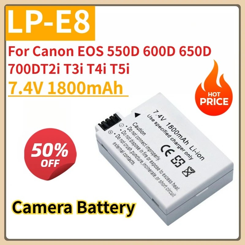 ใหม่เปลี่ยนแบตเตอรี่กล้อง LP-E8 LP E8 7.4V 1800mAh สําหรับ Canon EOS 550D 600D 650D 700DT2i T3i T4i 