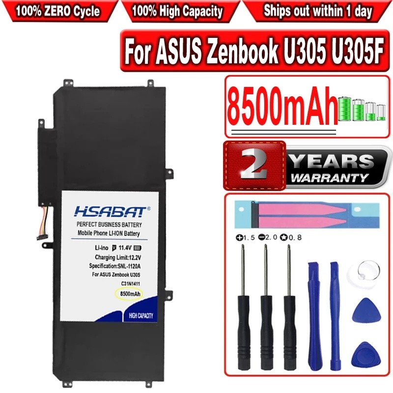 HSABAT 8500mAh C31N1411 แบตเตอรี่แล็ปท็อปสําหรับ ASUS Zenbook U305 U305F U305FA U305CA UX305 UX305CA