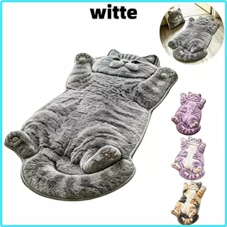 WITTE พรมตกแต่งบ้าน, 2D ทําความสะอาดง่ายพรมพื้นที่รูปแมว,น่ารักลื่นป้องกันการเปรอะเปื้อนพรมการ์ตูนห้องนอน