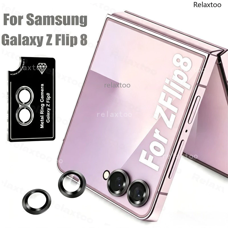 อลูมิเนียมกล้องป้องกันกรณีสําหรับ Samsung Galaxy Z Flip 8 Flip8 Zflip 8 ZFlip8 GalaxyZflip8 5G 2026 HD Clear แหวนโลหะกระจกนิรภัยกล้องเลนส์กรณีปกหลังฟิล์ม