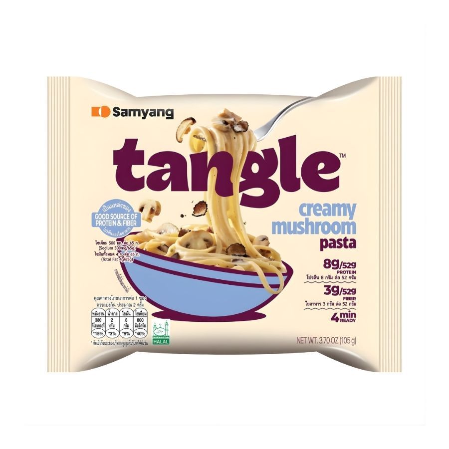 ซัมยัง แทงเกิล พาสต้าเส้นแบนซอสครีมเห็ด Samyang Tangle Creamy Mushroom Pasta 105g.