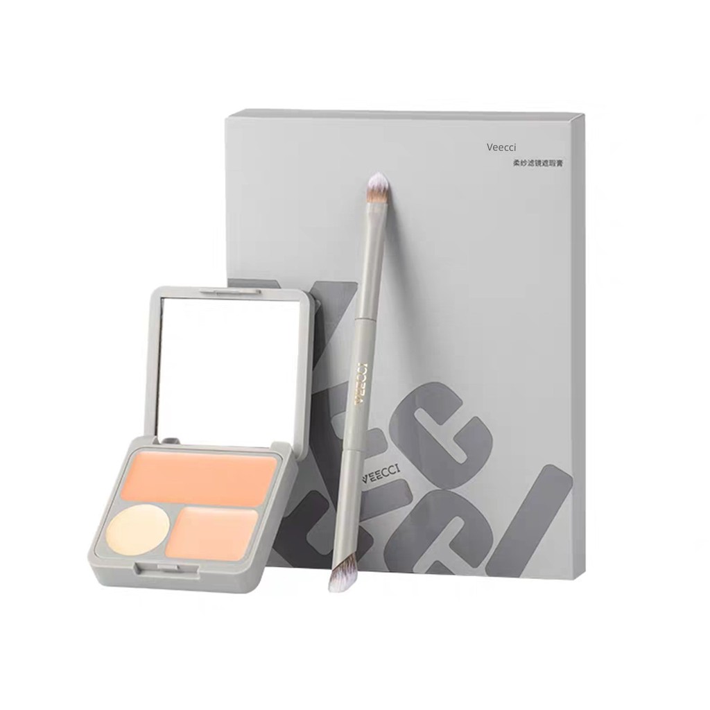 corrector คอนซีลเลอร์ VEECCI VEECI Tricolor CONCEALER Soft Gauze Filter CONCEALER Palette Cover Acne