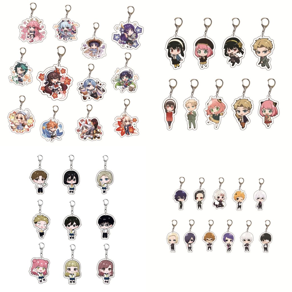 การ์ตูนการ์ตูนอะนิเมะสองมิติน่ารักอะคริลิสองด้านพวงกุญแจ