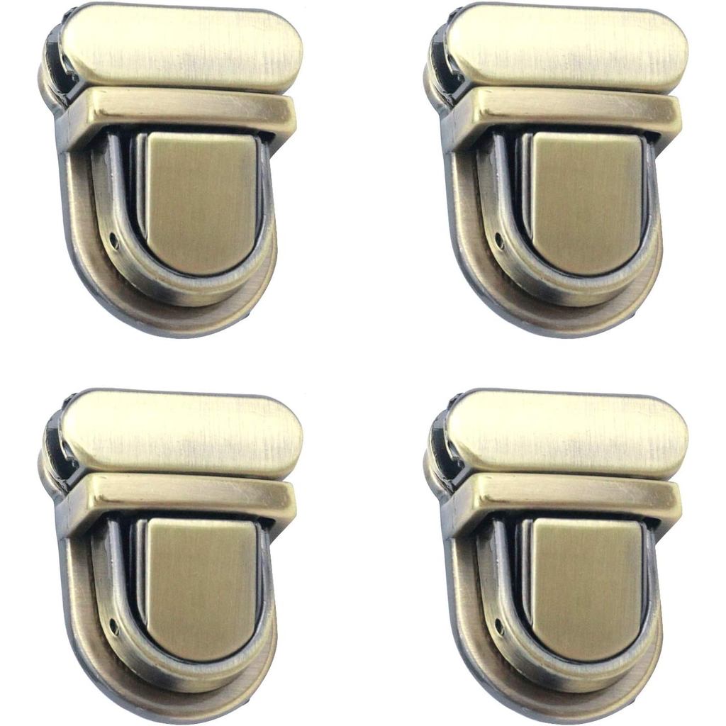 T T T Ulead 4 ชุดกระเป๋าล็อคจับกระเป๋าถือ Fasteners Thumb ล็อคกล่อง Clasp Buckle กระเป๋ากดล็อค Bronz