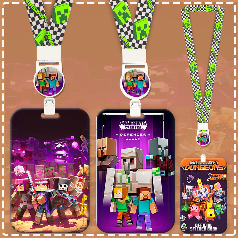 Work Permit Factory Brand Badge Card Minecraft Lanyard ID Card Holder Cartoon Campus Student Pick-up