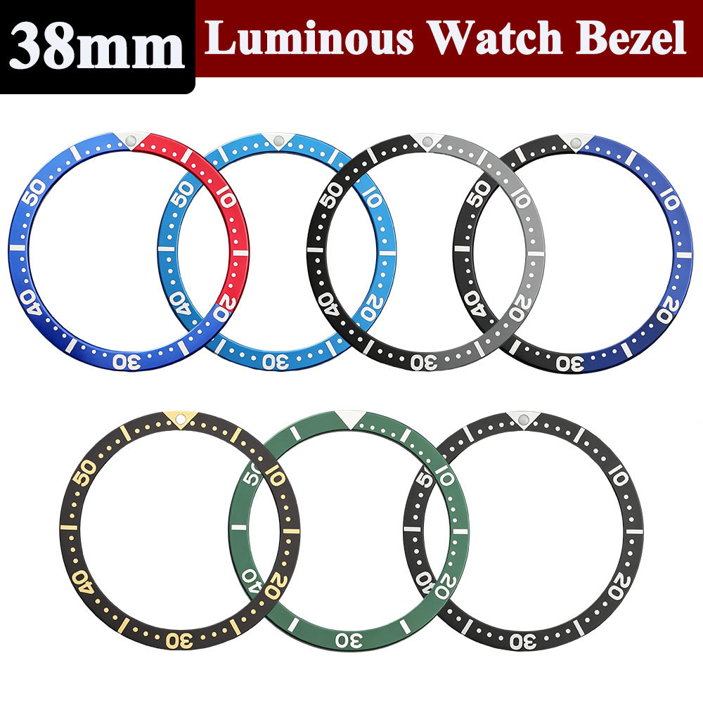 38*31.5 มม.สีเขียว Luminous นาฬิกา BEZEL ใส่สําหรับ Seiko SKX SKX007 SKX009 นาฬิกา Dial BEZEL แหวนแบ