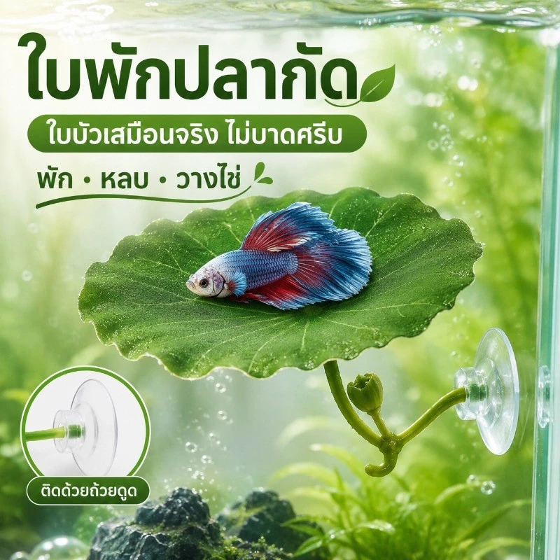 ตก แต่งตู้ปลา ใบบัวจำลอง ปล่อยให้ปลาได้พัก การวางไข่ หญ้าจำลอง ทำให้ตู้ปลาสวยขึ้น thumbnail 8