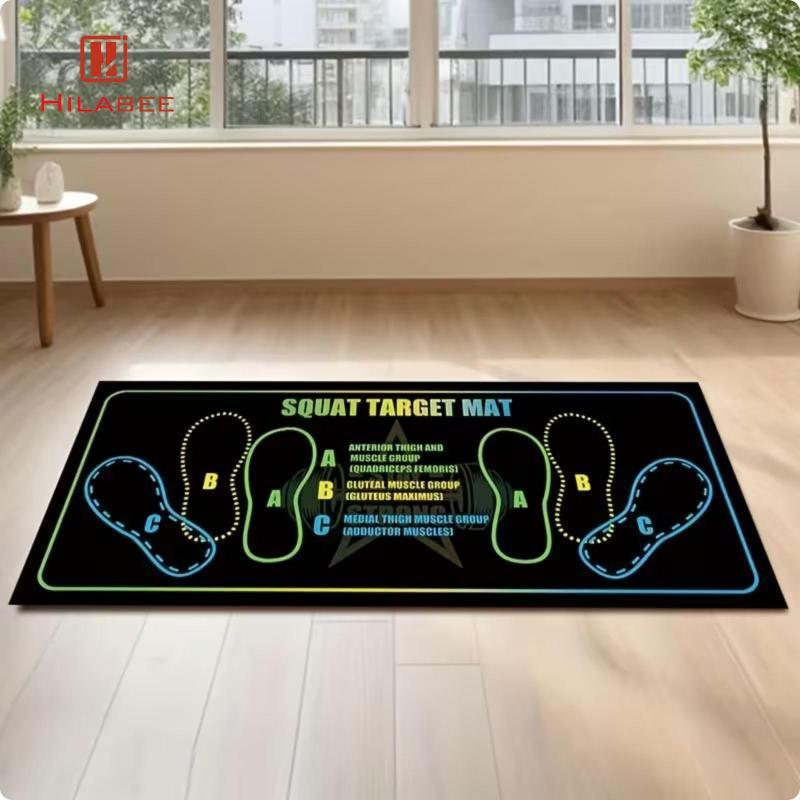 HILABEE Squat Stance Mat ยาง Backing Squat Training Mat ฟิตเนสเกียร์ Low-Profile พิมพ์เครื่องหมาย
