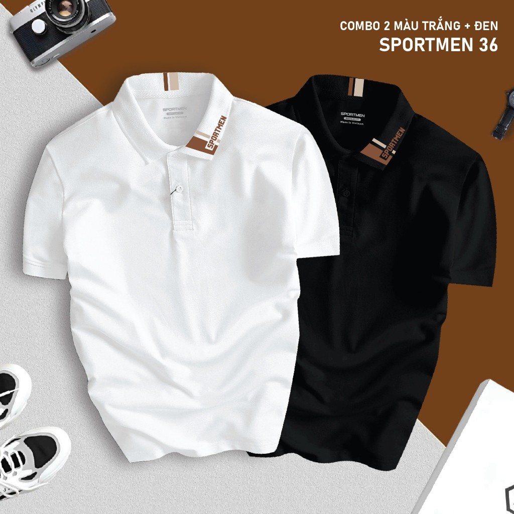 Combo 2 SPORTMEN 36 เสื้อโปโล 4-Way จระเข้ผ้า Regular-fit Unisex Active Men Cool Menswear พร้อมคอปกแ