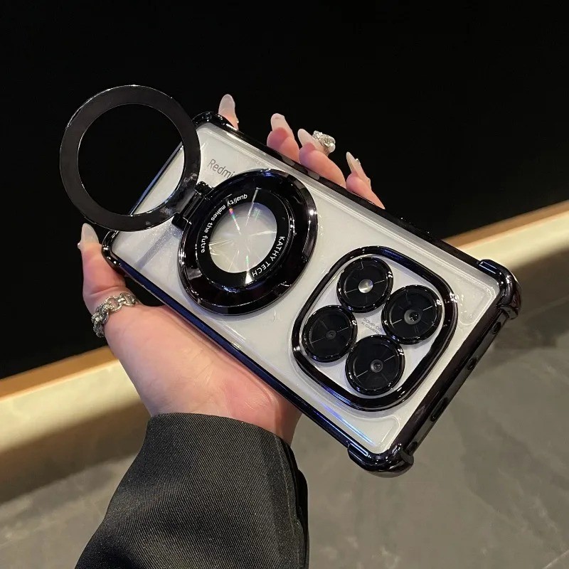 เหมาะสําหรับเคสโทรศัพท์ Redmi Note14Pro Note13 ถุงลมนิรภัยโปร่งใส TPU วงเล็บแม่เหล็กกันกระแทก