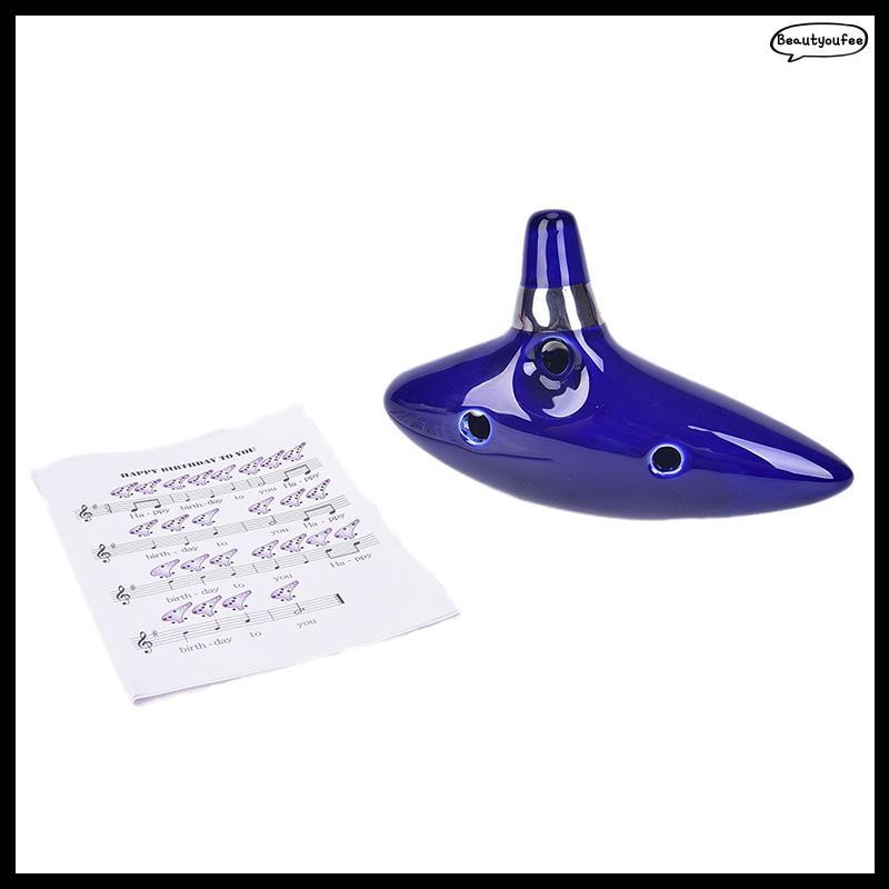 [Beautyoufeel] 12 หลุม Ocarina เซรามิค Alto C ของ Ocarina ขลุ่ย Blue Ocarina เครื่องดนตรี
