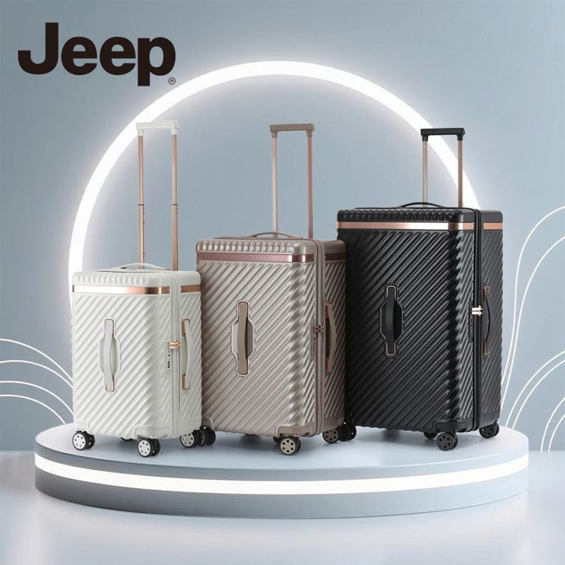 JEEP กระเป๋าเดินทางสําหรับธุรกิจระดับไฮเอนด์ความจุขนาดใหญ่เคสรถเข็นแบบกว้างกระเป๋าเดินทางแฟชั่นนักเร