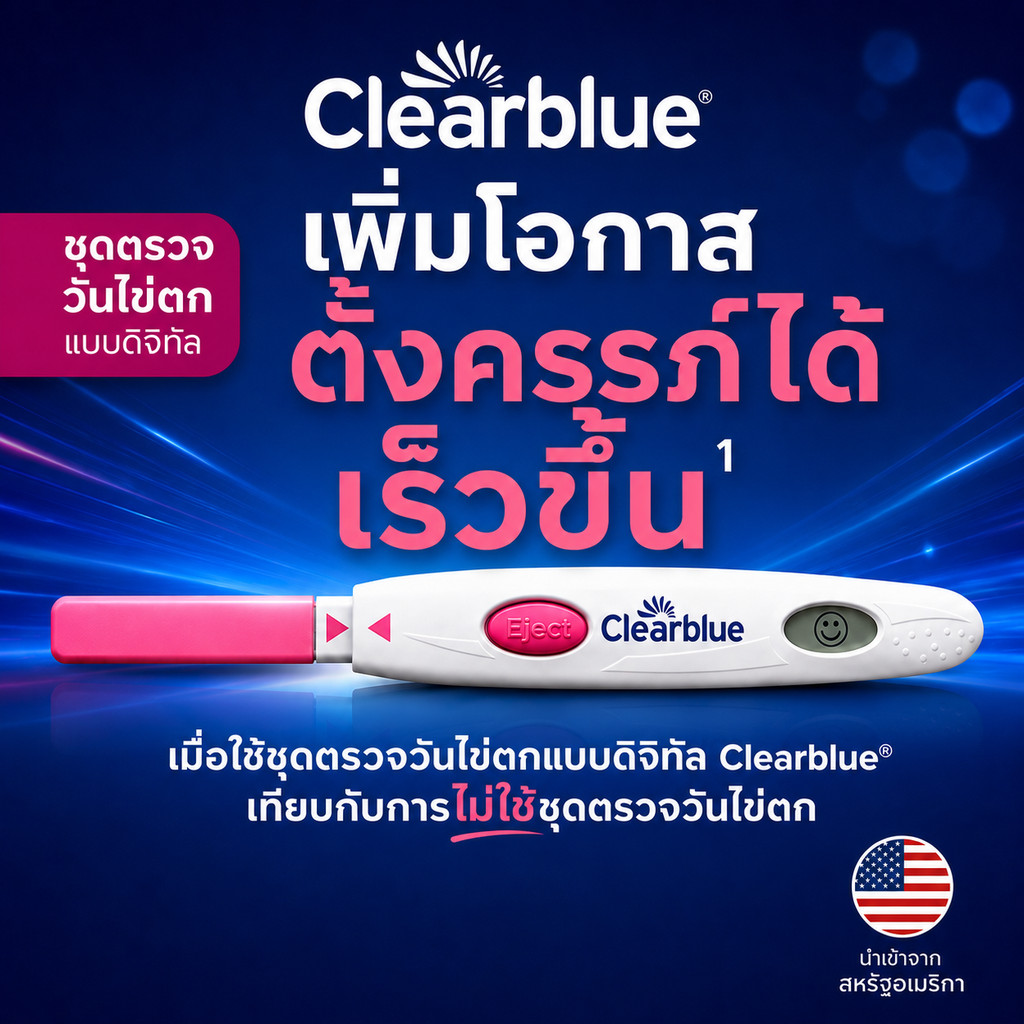 USA Clearblue® Digital Ovulation Test Kit 10 Tests อุปกรณ์ทดสอบการตกไข่แบบดิจิตอล พร้อมจัดส่งในไทยทั