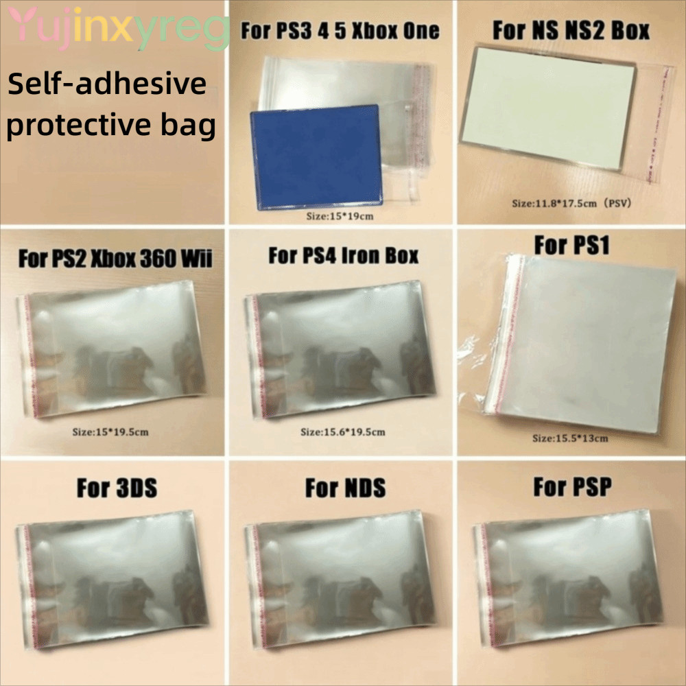 YUJINPH 100pcs เกม Disc กระเป๋าป้องกัน, Moisture-Proof Self-Adhesive Self-Adhesive กระเป๋าป้องกันฝุ่