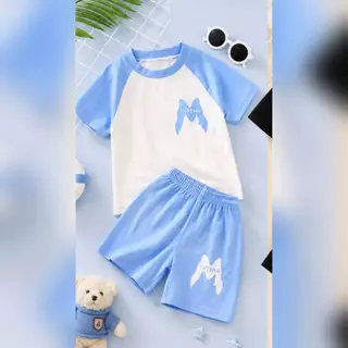 🔥 พร้อมส่ง🔥ชุดเซ็ตเด็กเสื้อแขนสั้น กางเกงขาสั้น เนื้อผ้าใส่สบาย 🔥 🔥