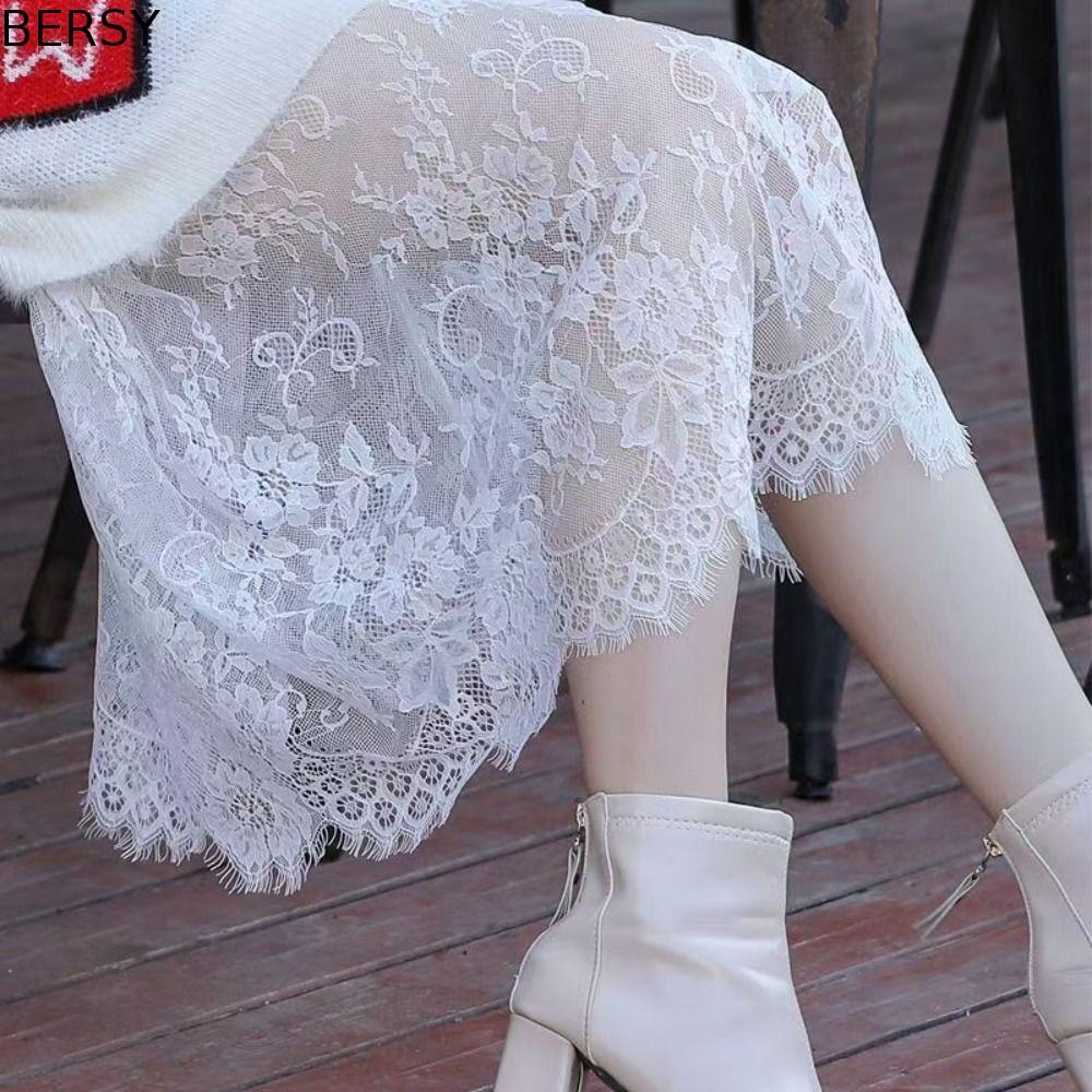 BESY ลูกไม้ Underkirt Slips, ดอกไม้ Cheongsam ความปลอดภัยกระโปรง Petticoat, แฟชั่น Anti-glare หลวม Hight เอวตาข่าย Underkirt Slips ชุดฤดูร้อน