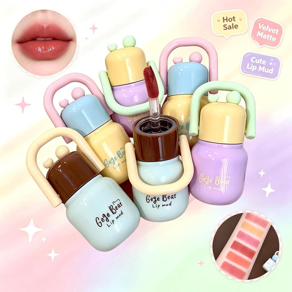 Zhuo Niu Pot VelvetGege Bear Zhuo Niu Pot Long Lasting Lip Mud Velvet Matte Cute Girls Lipstick