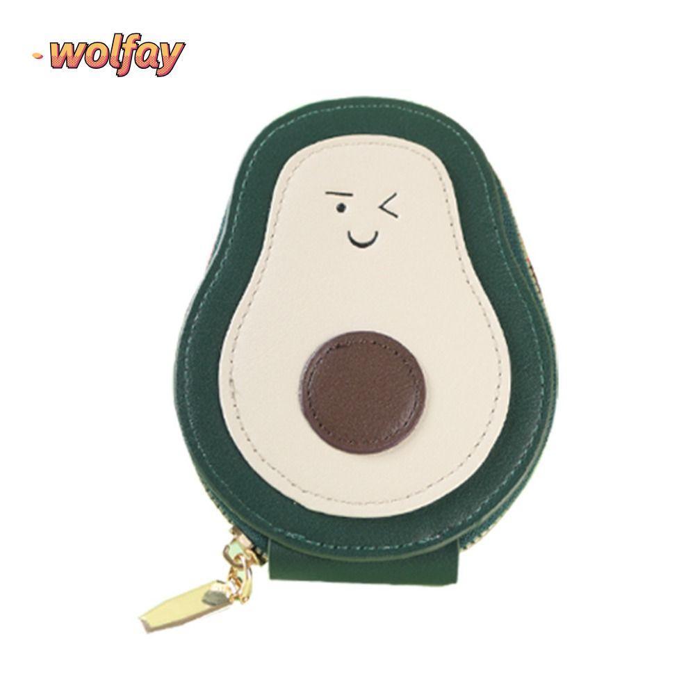 WOLFAY การ์ตูน Avocado ความจุขนาดใหญ่ Mini Card Wallet, ID Card Holder, คุณภาพสูง 11 กระเป๋าการ์ด PU หนังนามบัตรผู้ชาย