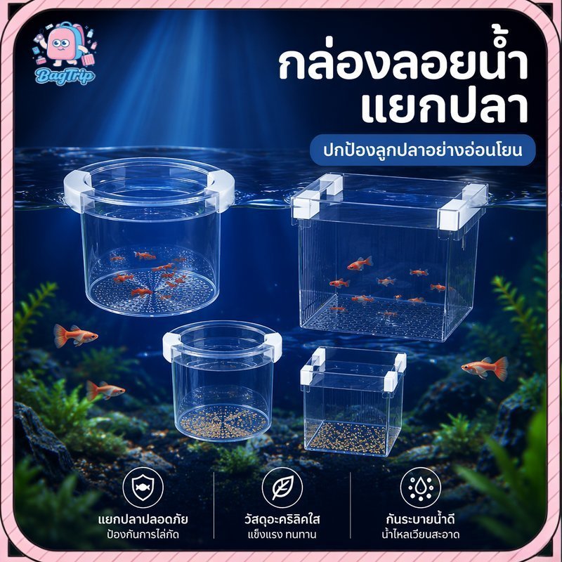 กล่องแยกปลา ลอยน้ำ กรงกั้นปลาในตู้ปลา ที่อนุบาลลูกปลา แยกปลาป่วย กันไข่ปลา กั้นปลา