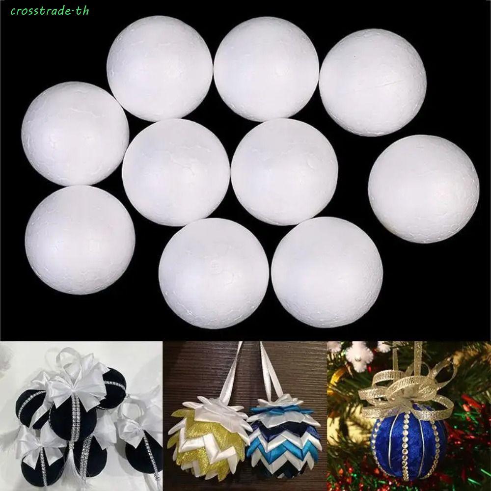 ลูกบอลโฟม CROSSTRADE, ลูกบอลคริสต์มาสทรงกลมสีขาว, ของตกแต่งบ้าน Mini Polystyrene เครื่องประดับคริสต์มาส ต้นคริสต์มาส
