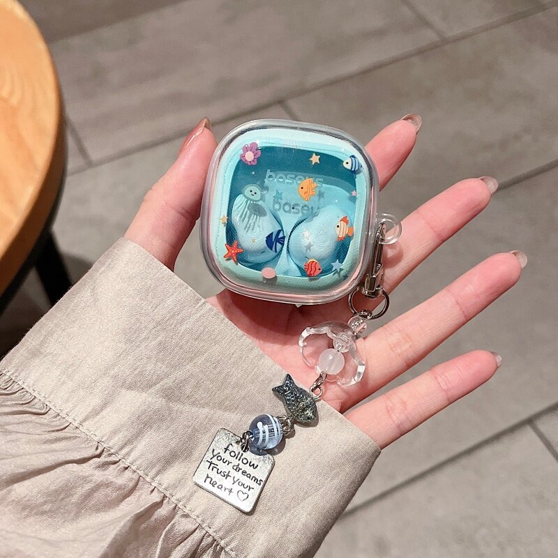 น่ารัก 3D ดอกไม้หูฟังสําหรับ Baseus Bowie WM02s 2026 ไร้สายบลูทูธกล่องชาร์จพร้อมจี้ TPU หูฟังกล่อง
