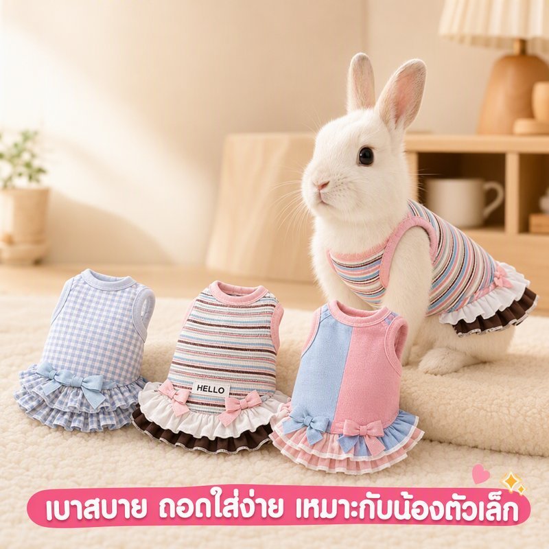 ชุดกระต่าย ไซส์ S M เสื้อผ้ากระต่ายเลี้ยง ระบายอากาศ ผ้านุ่ม ใส่สบาย ถอดง่าย น้ำหนักเบา หลายแบบ