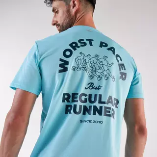 Decathlon Kiprun Run 500 Men'S Breathable Running T-Shirt เสื้อยืดผู้ชายใส่วิ่ง รุ่น Kiprun 500 Dry - Blue