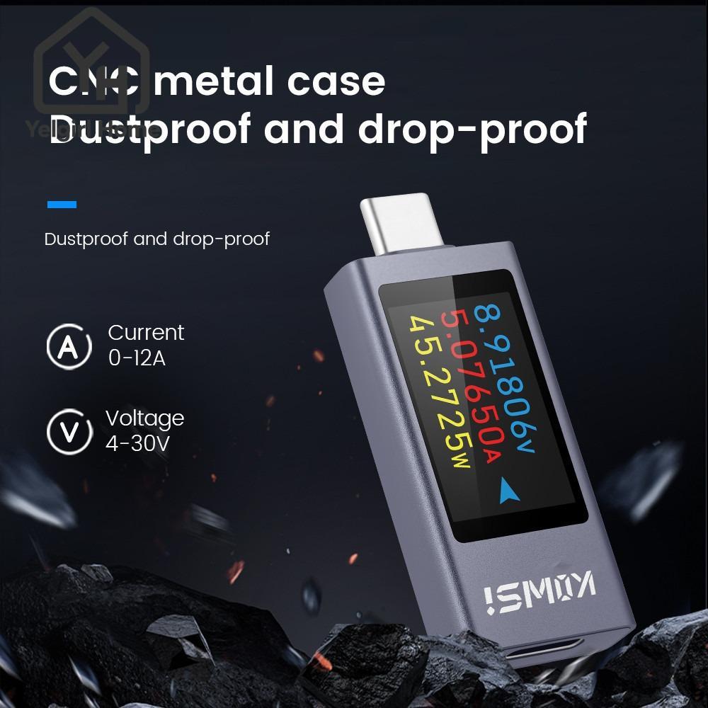 YELGIRLB Power Meter Tester,Type-C DC 4-30V 0-12A Current และแรงดันไฟฟ้า Monitor, PD KWS-2303Cแบตเตอ
