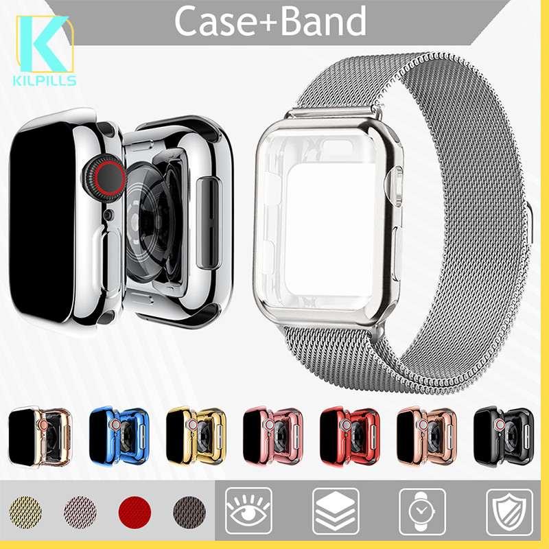 เคสทีพียู + สายห่วงมิลาน For Apple Watch Ultra/Ultra 2 3/SE 3 2 Series 11 10 9 8 7 6 5 IWatch 49 46 42 45 41 44 40 38mm
