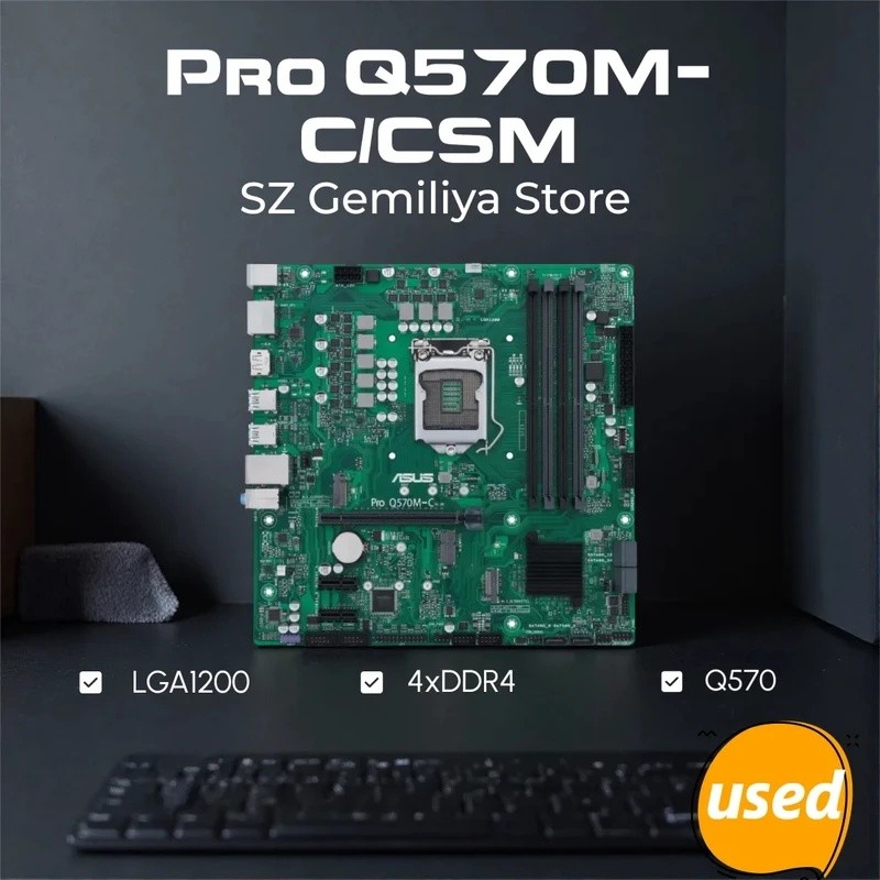 ASUS Pro Q570M-C/CSM เมนบอร์ด LGA1200 Intel Q570 2XDP รองรับ i3-10100 11700 10105 cpu TPM 2.0 DDR4 1