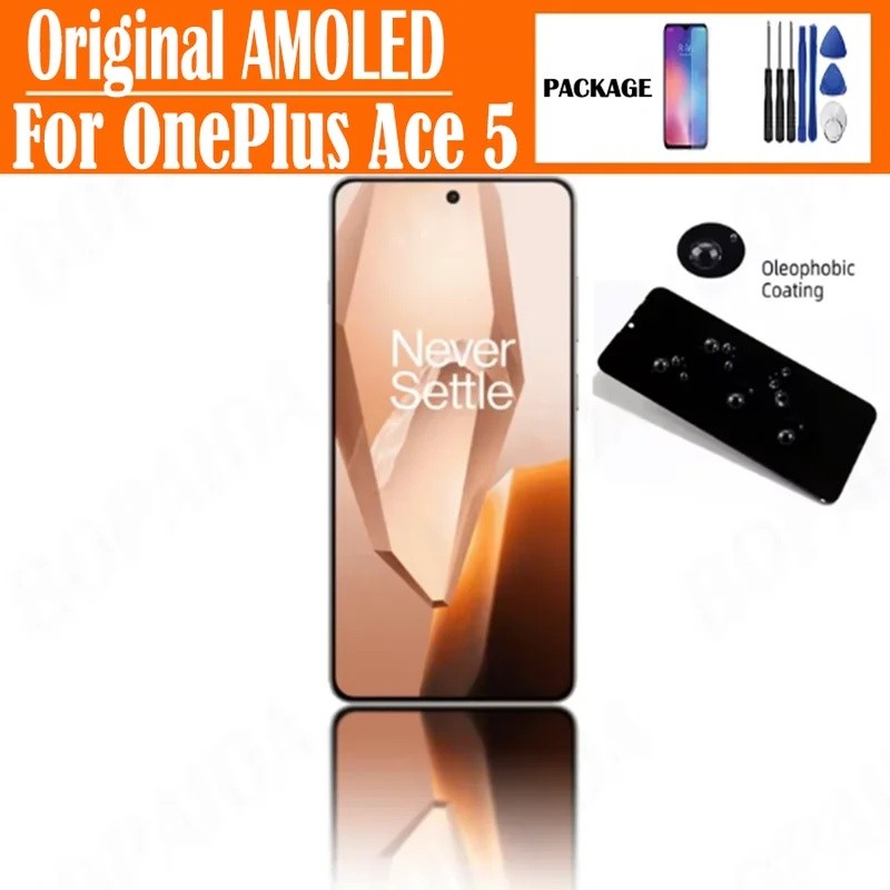 Original AMOLED สําหรับ OnePlus Ace 5 Ace 5 Pro PKG110 PKR110 จอแสดงผล LCD + Touch Digitizer สําหรับ