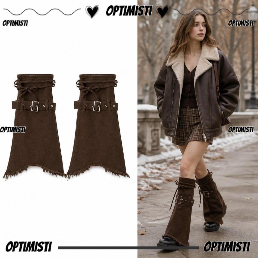 OPTIMISTIVF เครื่องอุ่นขายีนส์, ล้างยีนส์ปรับหัวเข็มขัด Flared ขาอุ่น, Grunge Frayed Strap ปิด Boot 