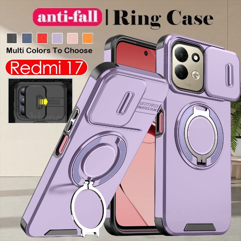 ปลอกสําหรับ Redmi 17 C 17C 1 7 Redmi17 C Redmi17C 2026 กันกระแทกเคสโทรศัพท์เกราะแหวนวงเล็บ Stent Push กล้องเลนส์ป้องกันปกหลัง