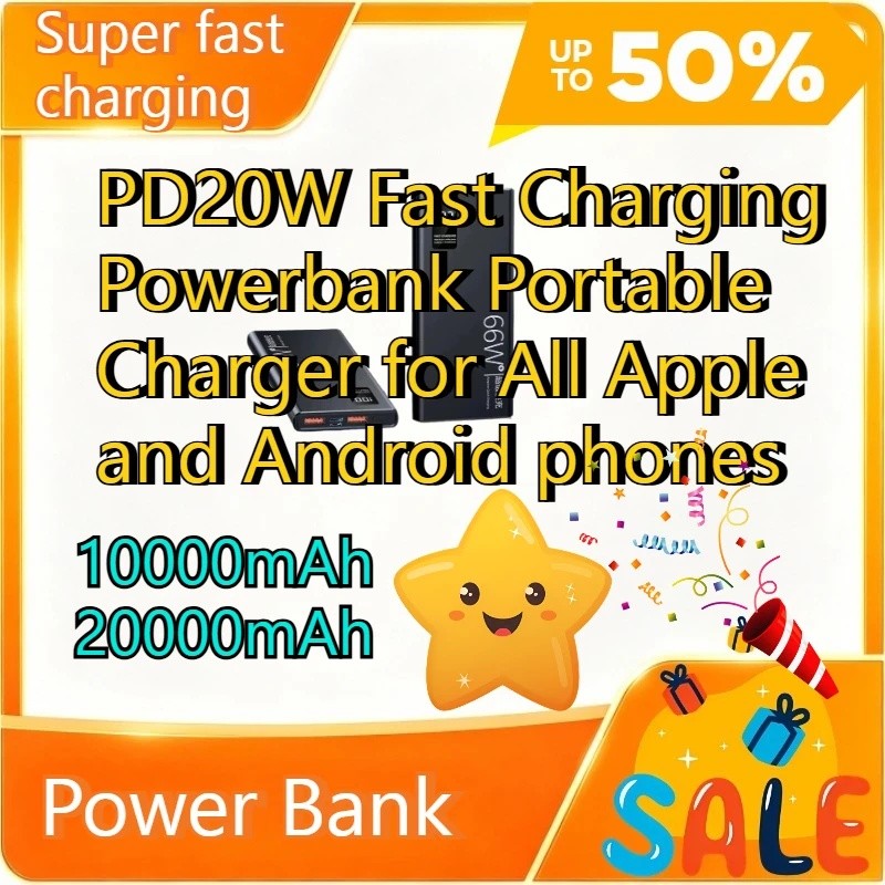 66W 10000/20000mAh Power Bank USB C PD20W Fast Charging Powerbank ชาร์จแบบพกพาสําหรับ Xiaomi สําหรับ