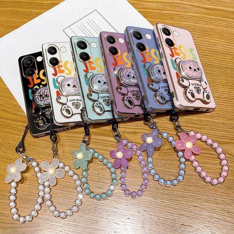 3 ชิ้น (ตัวอักษรน่ารักเคสโทรศัพท์ + Lanyard + Bear Stand) สําหรับ Redmi Turbo 5/Turbo 5 Max/14R/14C 
