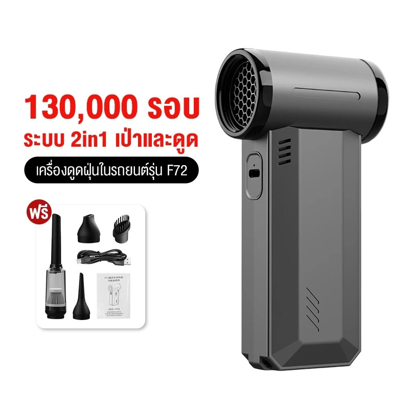 พัดลมอเนกประสงค์ พลังเจ็ท Handheld fan รุ่น GXZ-F72 แรงลมทรงพลัง 130000RPM 2ระบบ 2 in 1 ดูดและเป่า