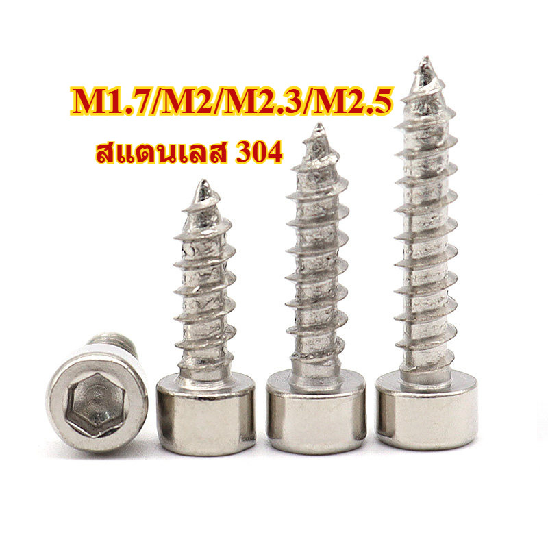 หัวจม สกรู เกลียวปล่อย สแตนเลส 304 Hexagon socket cheese head self-tapping screws SUS304  M1.7/M2/M2