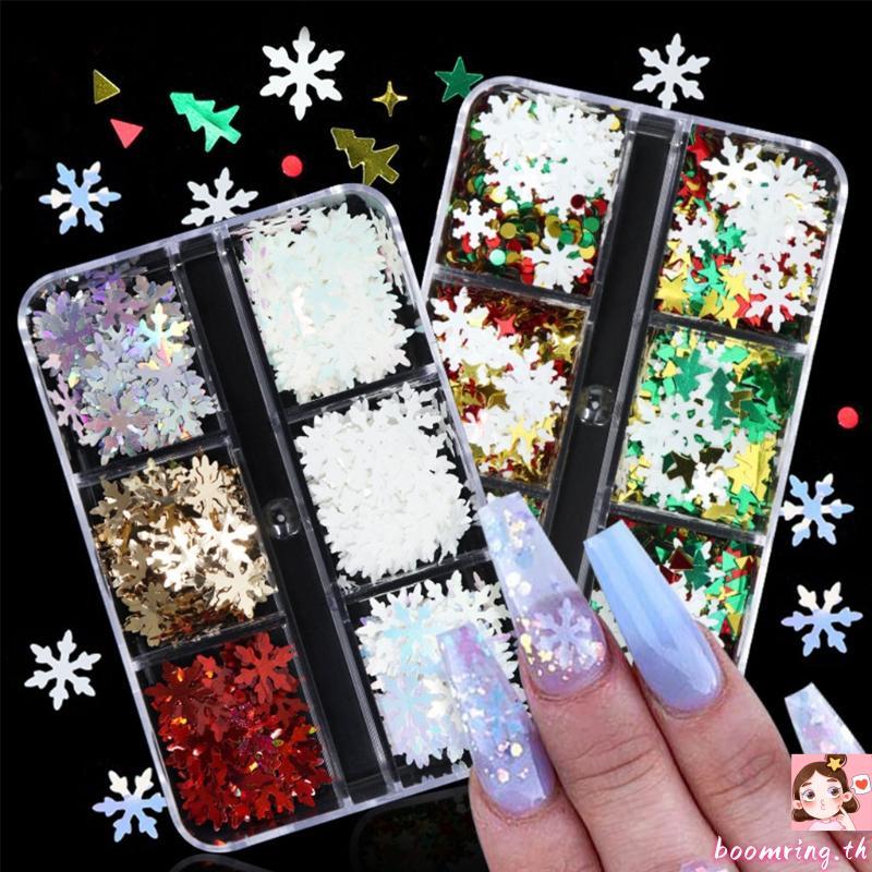 Boom Nail Snowflake Sequins Christmas Nail Sequins Nail Art Decorative Glitter Set
