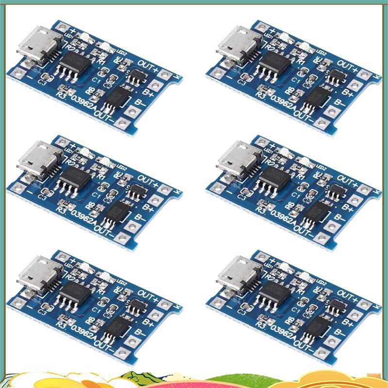 6PCS สําหรับ TP4056 ชาร์จ ule พร้อมป้องกันแบตเตอรี่ 18650 BMS 5V