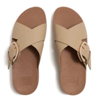FITFLOP LULU RESIN-BUCKLE CROSS SLIDES รองเท้าแตะผู้หญิง รุ่น JE8-923 สี CAPPUCCINO