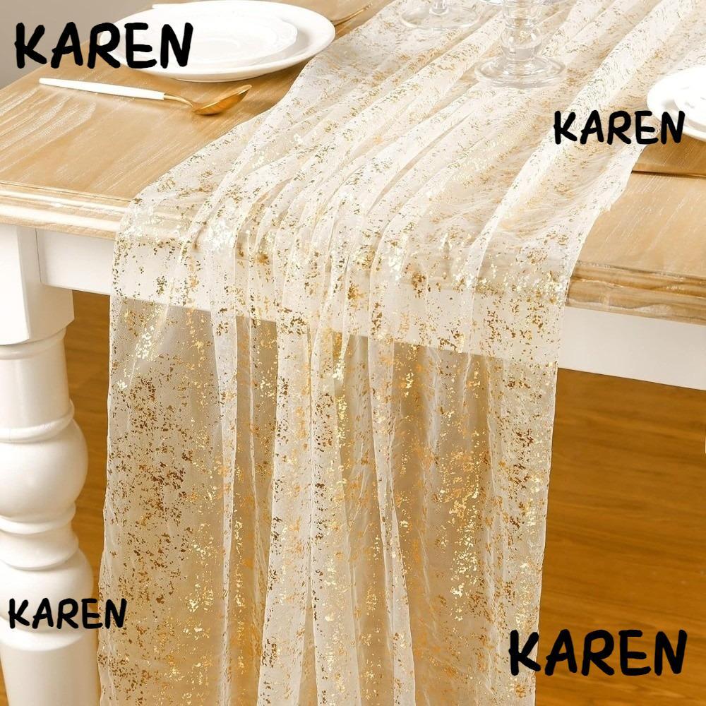KARENGOODS Sheer Table Runner, METALLIC Soft Table Runner,ตกแต่งฟอยล์โลหะเชียร์เลื่อมGlitter Table R