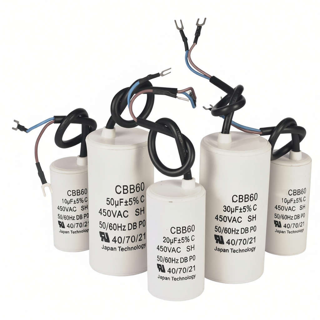 CBB60 450V AC Series ปั๊มน้ํา AC เริ่มต้นตัวเก็บประจุ CBB60 5% 3UF 4uF 5uF และอื่นๆเครื่องซักผ้าเครื
