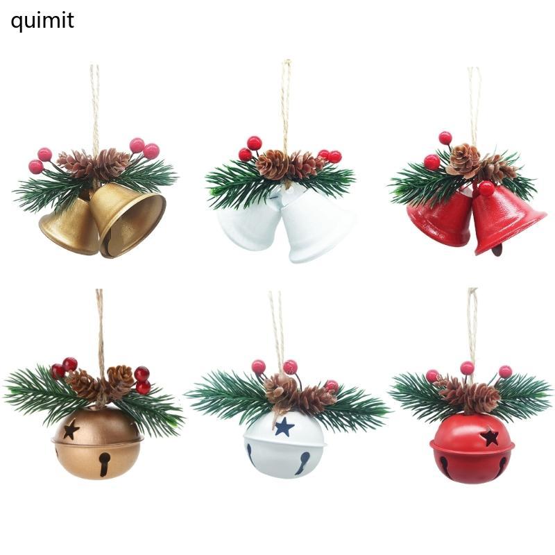 QUIM Vintage Christmas Bells ต้นไม้แขวนเครื่องประดับโลหะ Jingle Bells สําหรับตกแต่งคริสต์มาส Holiday