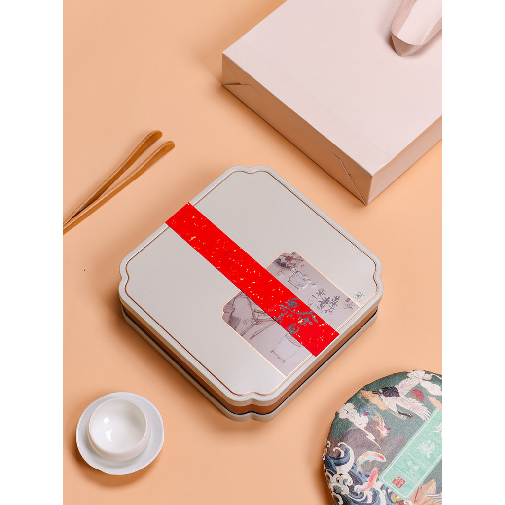 High-End 357g Puer Tea Gift Box Empty Box Tea Cake Tea Tin Box Universal Fuding White Tea Cake Gift 
