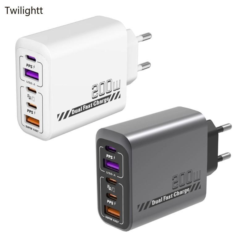 WILI 3 Type C และ 2 USB-A Wall Charger 200W สําหรับโทรศัพท์แท็บเล็ตแล็ปท็อปโฮมออฟฟิศโต๊ะแบ่งปันและคว